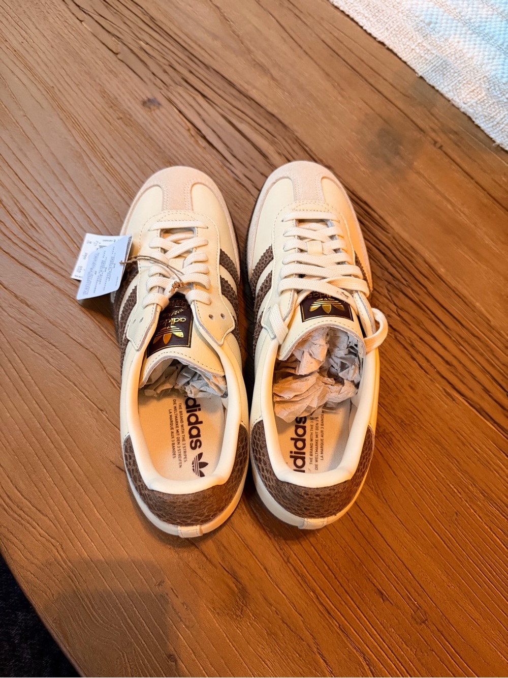 adidas Samba Cream and Brown Leather Sneakers - Picture 3 of 6